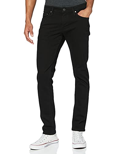 JACK & JONES Jeans Slim Fit Stretch Low Rise Hose mit Knöpfen und Reißverschluss JJIGLENN JJFELIX, Farben:Schwarz,Größe Jeans:W33 L34,Z - Länge L30/32/34/36/38:L34 von JACK & JONES