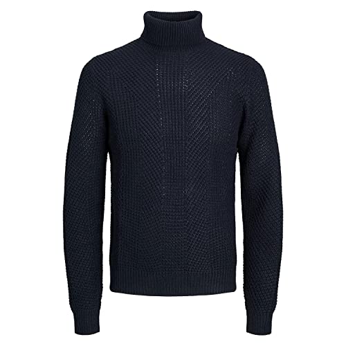 JACK & JONES Herren Strickpullover Jwhstanford Rollkragenpullover Strukturstrick (as3, Alpha, s, Regular, Regular, Standard, Black Navy) von JACK & JONES