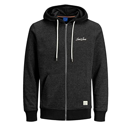JACK & JONES Herren Sweatjacke Jortons Sweat Zip Hoody Kängurutasche Streetwear (as3, Alpha, x_s, Regular, Regular, Black/Detail:solid), 12186716 von JACK & JONES