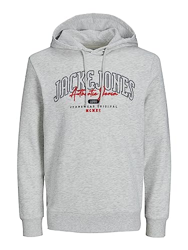 JACK&JONES Herren Sweatshirt JJLARRY Sweat Hood (as3, Alpha, m, Regular, Regular, White Melange) von JACK & JONES