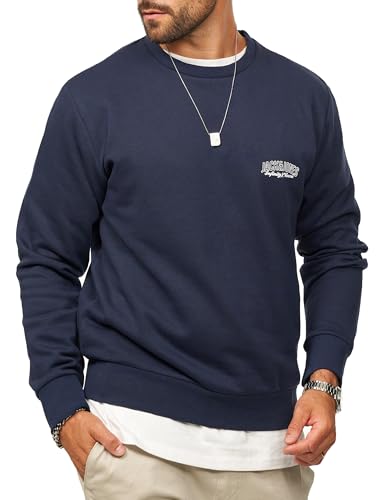 JACK & JONES Herren Sweatshirt mit Rundhals Crewneck Pullover Sweater für Männer im Regular-Fit - JJ24756-NAVBLA-S JACK & JONES Herren Sweatshirt mit Rundhals Crewneck Pullover Sweater für Männer im Regular-Fit - JJ24756-NAVBLA-S von JACK & JONES