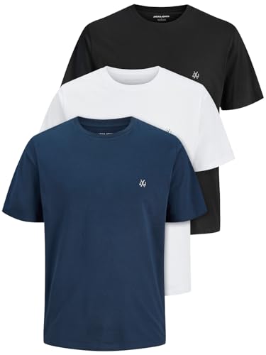 JACK & JONES Herren T-Shirt 3er Pack – Baumwolle, Rundhals, Kurzarm, mit Print – Bequeme Freizeitshirts im modernen Design von JACK & JONES