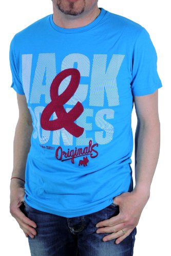 JACK & JONES Herren T-Shirt Blau Bleu (Hawaiian Ocean) von JACK & JONES