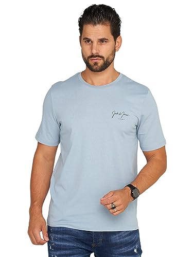 JACK & JONES Herren T-Shirt Elif Infinity O-Neck Shirt Kurzarmshirt (as3, Alpha, x_l, Regular, Regular, Ashley Blue/Without Backprint) von JACK & JONES