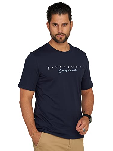 JACK & JONES Herren T-Shirt Marc Infinity O-Neck Shirt Kurzarmshirt (as3, Alpha, m, Regular, Regular, Dark Blue) von JACK & JONES