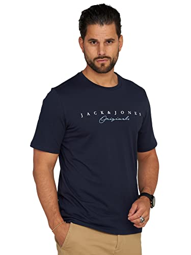 JACK & JONES Herren T-Shirt Marc Infinity O-Neck Shirt Kurzarmshirt (as3, Alpha, s, Regular, Regular, Dark Blue) von JACK & JONES