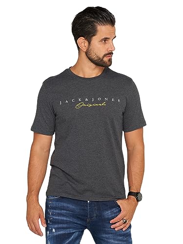 JACK & JONES Herren T-Shirt Marc Infinity O-Neck Shirt Kurzarmshirt (as3, Alpha, s, Regular, Regular, Dark Grey Melange) von JACK & JONES