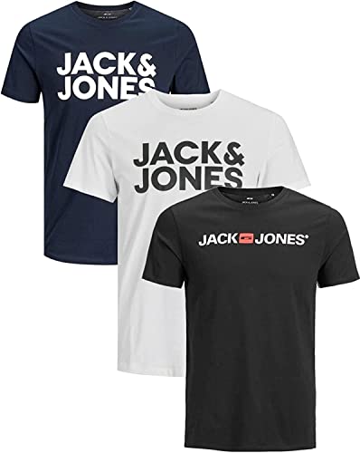 JACK & JONES Herren T-Shirt Multiset (3er Slim Fit Pack 15, XL) von JACK & JONES