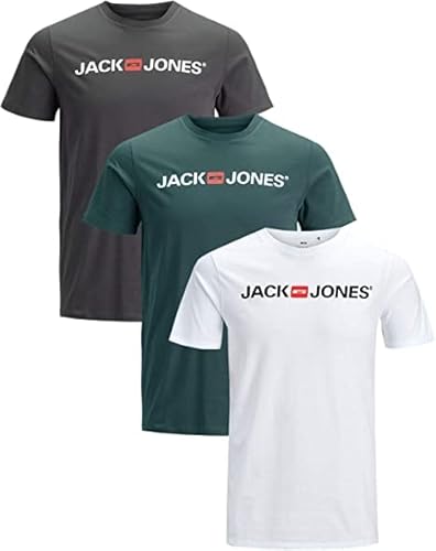 JACK & JONES Herren T-Shirt Multiset (3er Slim Fit Pack 5, 3XL) von JACK & JONES