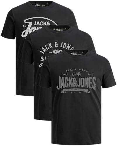 JACK & JONES Herren T-Shirts im 3er-Set Multipack S-7XL (Regular Fit Mix 2, M) von JACK & JONES