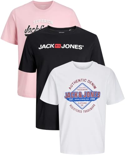 JACK & JONES Herren T-Shirts im 3er-Set Multipack S-7XL (Big Fit Mix 16, 5XL) von JACK & JONES