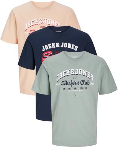 JACK & JONES Herren T-Shirts im 3er-Set Multipack S-7XL (Big Fit Mix 3, 5XL) von JACK & JONES