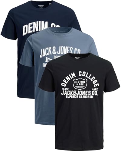 JACK & JONES Herren T-Shirts im 3er-Set Multipack S-7XL (Big Fit Mix 4, 3XL) von JACK & JONES