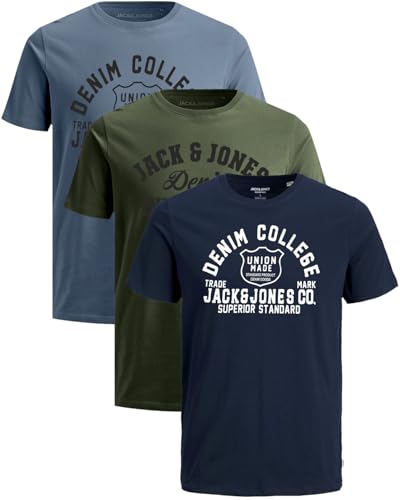 JACK & JONES Herren T-Shirts im 3er-Set Multipack S-7XL (Big Fit Mix 5, 3XL) von JACK & JONES