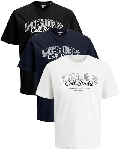 JACK & JONES Herren T-Shirts im 3er-Set Multipack S-7XL (Regular Fit Mix 2, XL) von JACK & JONES