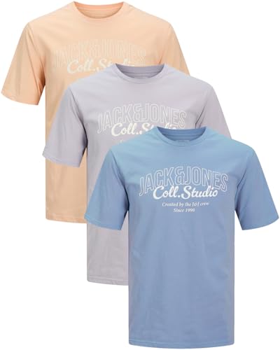 JACK & JONES Herren T-Shirts im 3er-Set Multipack S-7XL (Regular Fit Mix 28, M) von JACK & JONES