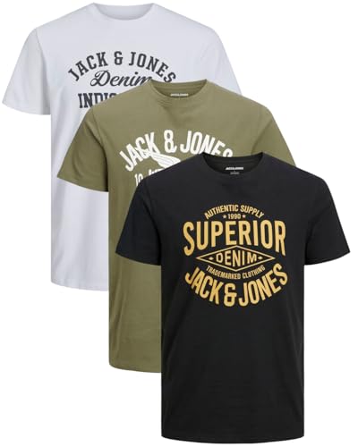 JACK & JONES Herren T-Shirts im 3er-Set Multipack S-7XL (Slim Fit Mix 1, S) von JACK & JONES
