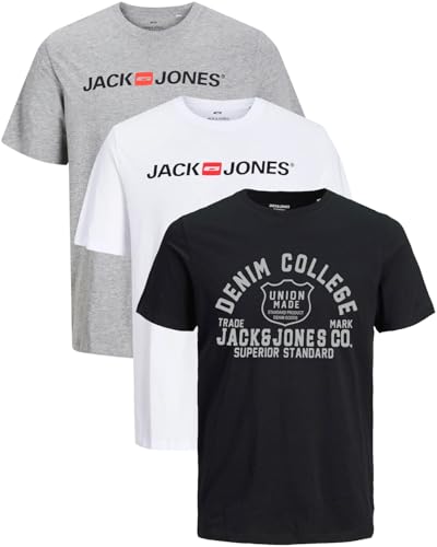 JACK & JONES Herren T-Shirts im 3er-Set Multipack S-7XL (Slim Fit Mix 13, L) von JACK & JONES
