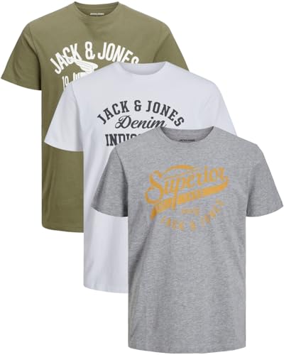 JACK & JONES Herren T-Shirts im 3er-Set Multipack S-7XL (Slim Fit Mix 14, S) von JACK & JONES