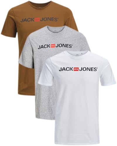 JACK & JONES Herren T-Shirts im 3er-Set Multipack S-7XL (Slim Fit Mix 15, S) von JACK & JONES