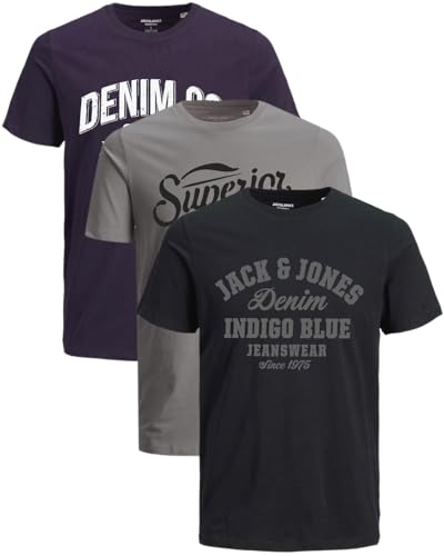 JACK & JONES Herren T-Shirts im 3er-Set Multipack S-7XL (Slim Fit Mix 18, S) von JACK & JONES