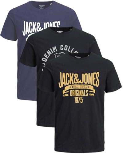 JACK & JONES Herren T-Shirts im 3er-Set Multipack S-7XL (Slim Fit Mix 19, S) von JACK & JONES