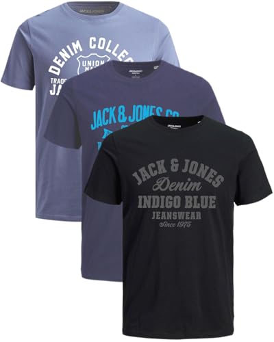 JACK & JONES Herren T-Shirts im 3er-Set Multipack S-7XL (Slim Fit Mix 21, M) von JACK & JONES