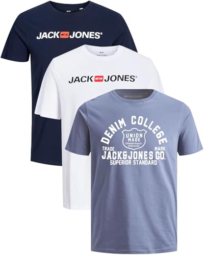 JACK & JONES Herren T-Shirts im 3er-Set Multipack S-7XL (Slim Fit Mix 24, S) von JACK & JONES
