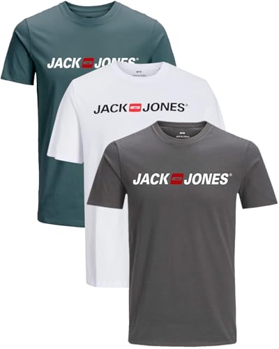 JACK & JONES Herren T-Shirts im 3er-Set Multipack S-7XL (Slim Fit Mix 35, S) von JACK & JONES
