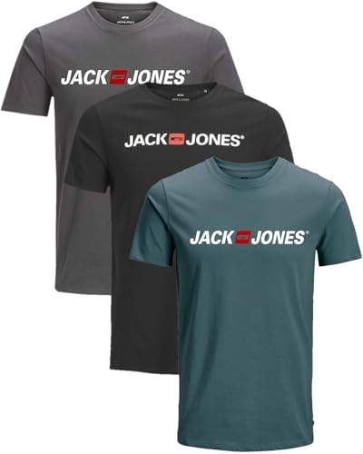 JACK & JONES Herren T-Shirts im 3er-Set Multipack S-7XL (Slim Fit Mix 36, L) von JACK & JONES