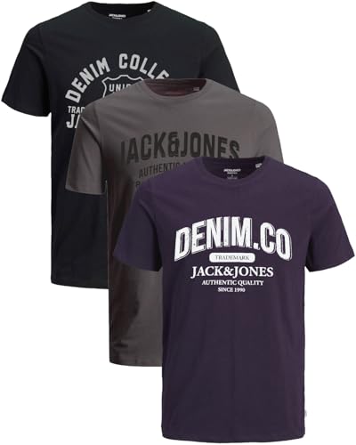 JACK & JONES Herren T-Shirts im 3er-Set Multipack S-7XL (Slim Fit Mix 38, L) von JACK & JONES