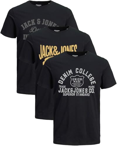 JACK & JONES Herren T-Shirts im 3er-Set Multipack S-7XL (Slim Fit Mix 39, L) von JACK & JONES