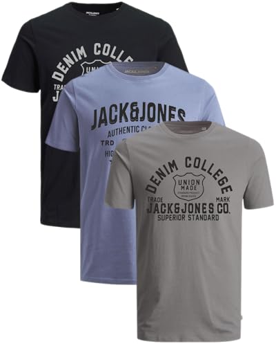 JACK & JONES Herren T-Shirts im 3er-Set Multipack S-7XL (Slim Fit Mix 9, S) von JACK & JONES