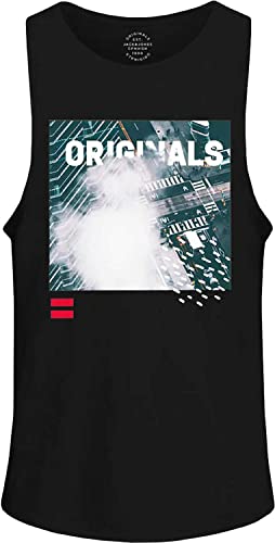 JACK & JONES Herren Tank Top Jorkallaha Slim Fit Unterhemd Shirt Ärmellos (as3, Alpha, s, Regular, Regular, Schwarz) von JACK & JONES