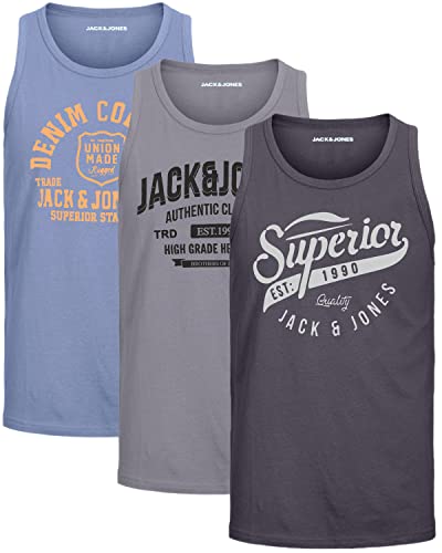 JACK & JONES Herren Tank-Tops Vielfältige Prints | Schmale Passform und atmungsaktive Baumwolle (3er Opt - 2 (3er Havka TT, L)) von JACK & JONES