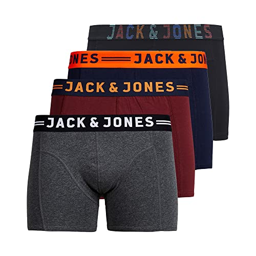JACK & JONES Herren Unterhosen 4er Pack Männer Marken Boxershorts Unterwäsche, Farbe:Mehrfarbig, Größe:L von JACK & JONES