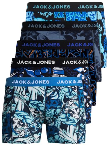 JACK & JONES Herren Unterhosen 5er Set/Pack Sale Männer Marken Boxershorts Weiss schwarz blau grau Shorts Trunks 95% Baumwolle S M L XL XXL (FarbP Mix 8 XL) von JACK & JONES