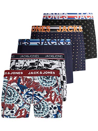 JACK & JONES Herren Unterhosen 5er Set/Pack Sale Männer Marken Boxershorts Weiss schwarz blau grau Shorts Trunks 95% Baumwolle S M L XL XXL (S, 5er Pack Print 2) von JACK & JONES