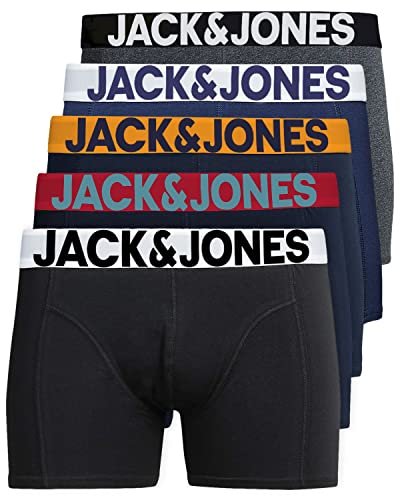 JACK & JONES Herren Unterhosen 5er Set Pack Männer Boxershorts Weiss schwarz blau grau Trunks 12204864 (L, 5er Pack Mix 8) von JACK & JONES