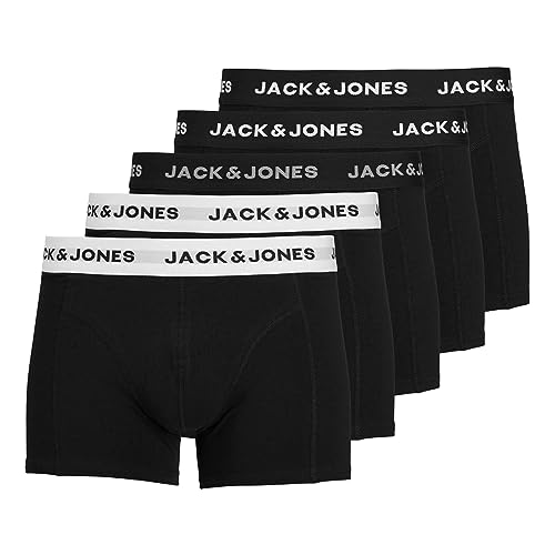 JACK & JONES Herren Unterhosen Shorts Boxershorts Trunks 5er Pack, Farbe:Schwarz, Wäschegröße:L, Artikel:- Black/Black/Black-White von JACK & JONES