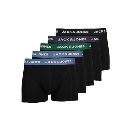 JACK & JONES Herren Unterhosen Shorts Boxershorts Trunks 5er Pack, Farbe:Schwarz, Wäschegröße:L, Artikel:- Black/Blue von JACK & JONES