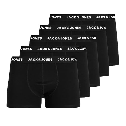 JACK & JONES Herren Unterhosen Shorts Boxershorts Trunks 5er Pack, Farbe:Schwarz, Wäschegröße:M, Artikel:- Black von JACK & JONES