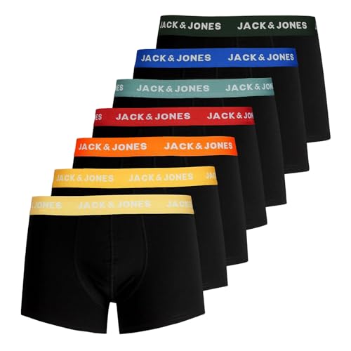 JACK & JONES Herren Unterhosen Shorts Boxershorts Trunks 7er Pack, Farbe:Schwarz, Wäschegröße:M, Artikel:- Black Multi von JACK & JONES