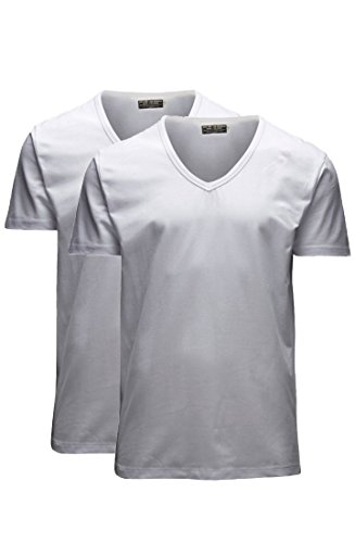 JACK & JONES Herren V-Neck T-Shirt Basic 2er Pack, Größe:XXL, Farbe:Optical White von JACK & JONES