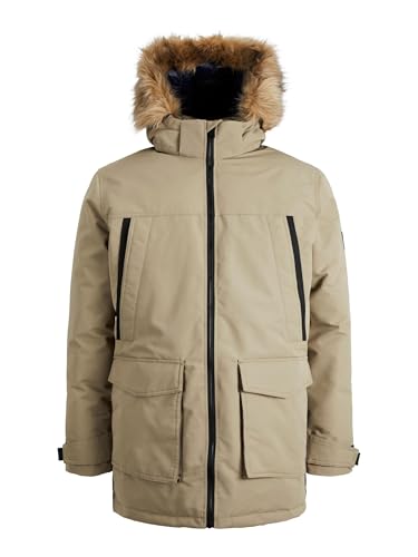 JACK & JONES Herren Warm Gefütterte Winter Jacke Parka Blouson mit Kunstfell Kapuze JJECRAFT, Farben:Braun, Größe Jacken:XS von JACK & JONES