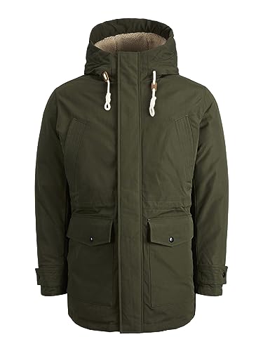 JACK & JONES Herren Winterparka Mash weiß/dunkelgrün XS von JACK & JONES