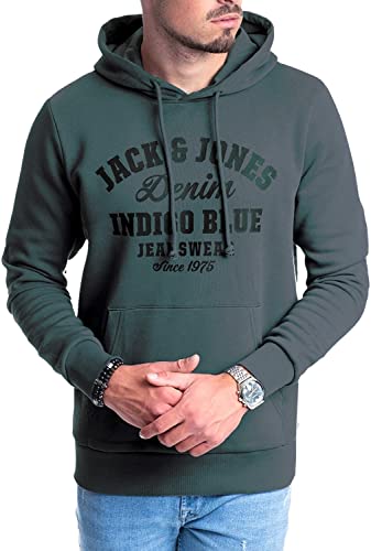 JACK & JONES Herren Hoodie Pullover mit Kapuze Sweatshirt Kapuzenpullover für Männer aus Baumwolle mit Logo/Auswahl an Designs und Farben (Dark Slate Mika/649 S) von JACK & JONES