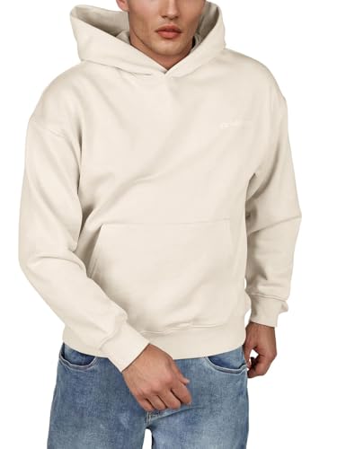 JACK & JONES Hoodie Herren Relaxed Fit mit Print JJEURBAN Edge Kapuzenpullover Pullover, Größe:S, Farbe:Moonbeam (12281095) von JACK & JONES