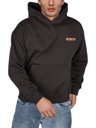 JACK & JONES Hoodie Herren Relaxed Fit mit Print JJEURBAN Edge Kapuzenpullover Pullover, Größe:XL, Farbe:Black-Neon (12281095) von JACK & JONES