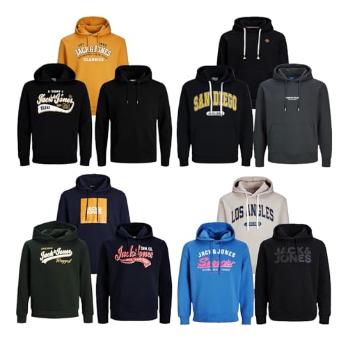 JACK & JONES Hoodie Kapuzenpullover 3er Pack Sweat Shirt Herren Baumwollmix S M L XL XXL (XXL, 3er Paket X 2) von JACK & JONES